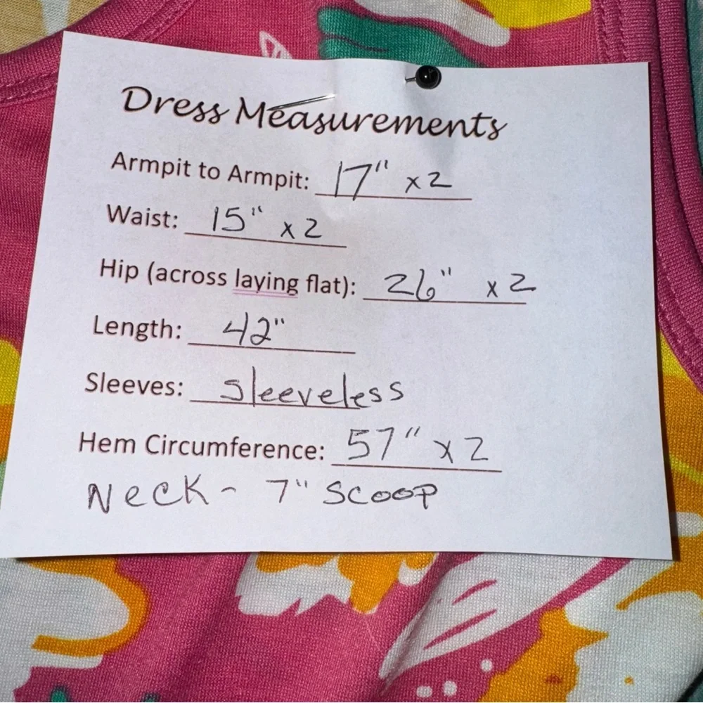 LuLaRoe Women’s Dress Bright Floral Pattern Size M Pink & More Sleeveless Scoop - Picture 8 of 8